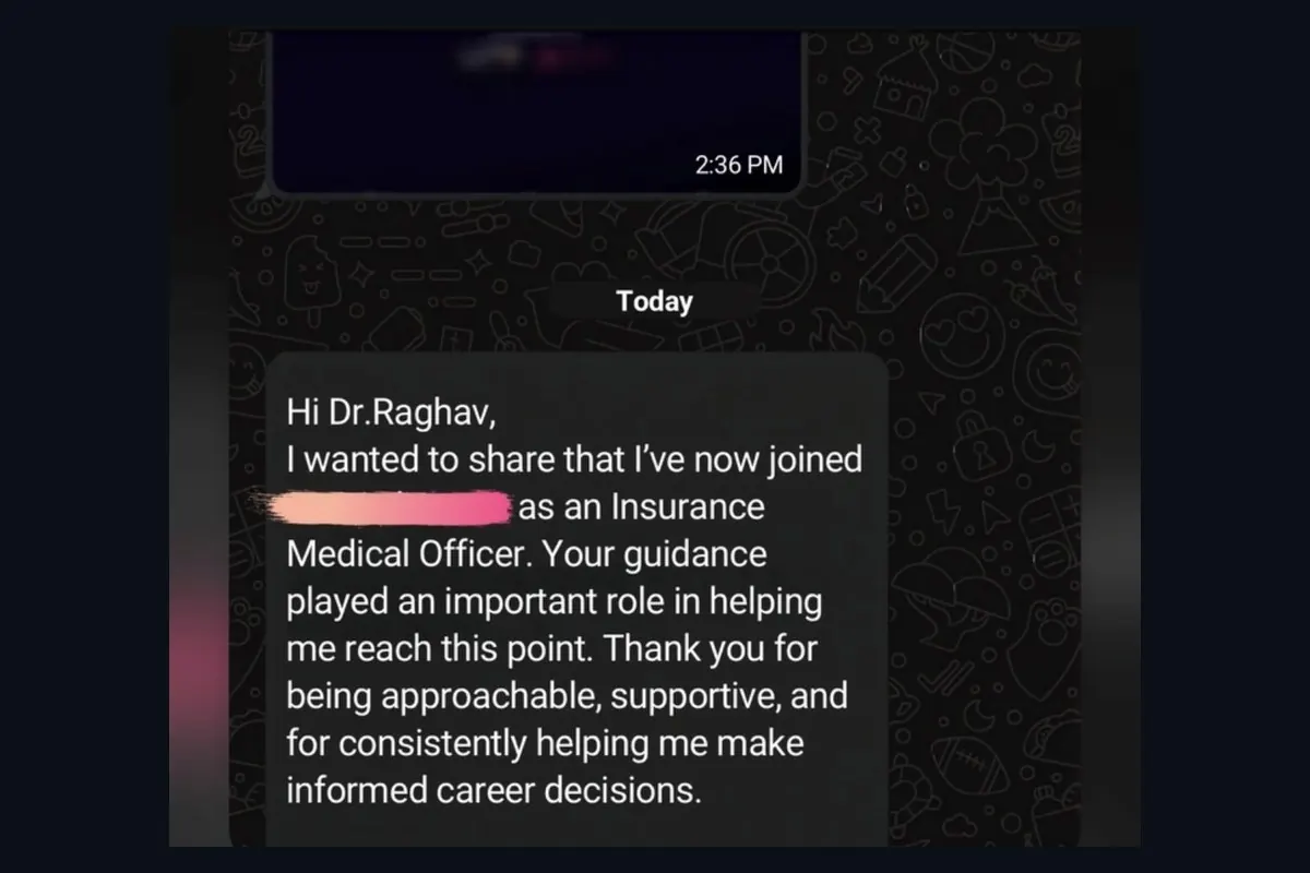 Authentic Corporate Doctor career outcome testimonial