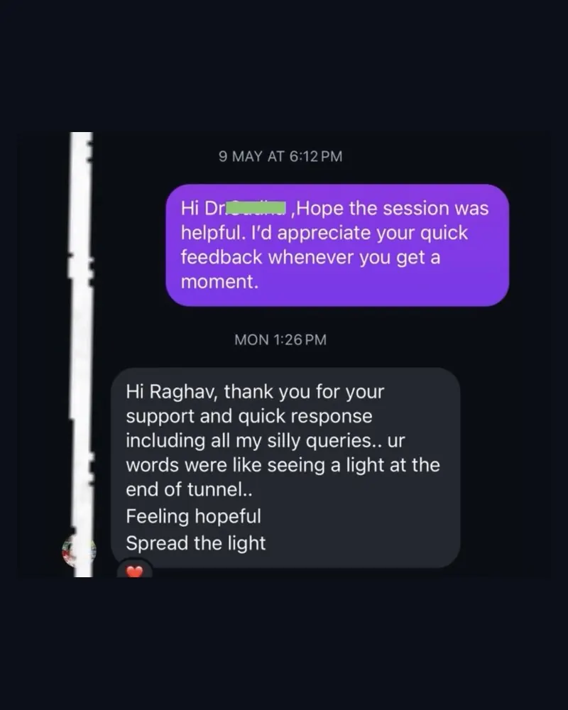 Authentic Corporate Doctor 1:1 career guidance testimonial